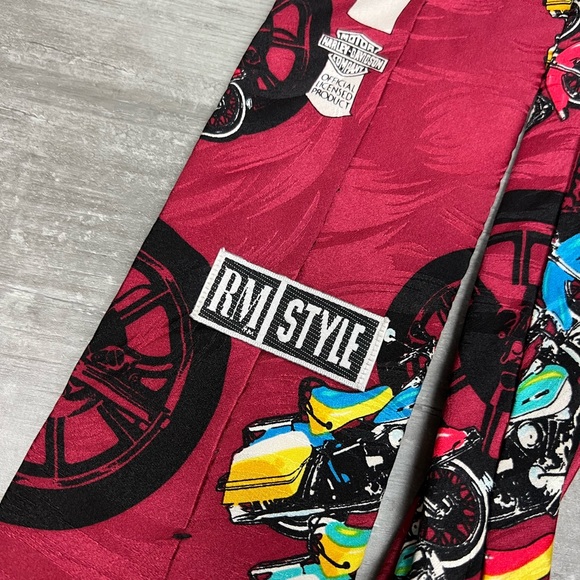 Ralph Marlin Harley Davidson Lineup Motorcycle Pattern Tie - Picture 3 of 5